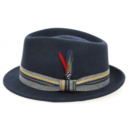 Navy Blue Wool Felt Trilby Hat - Stetson