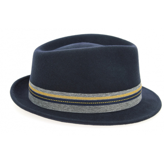 Navy Blue Wool Felt Trilby Hat - Stetson