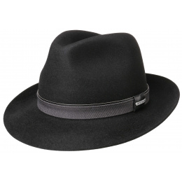 Black Fur Felt Fedora Bogart Hat - Stetson