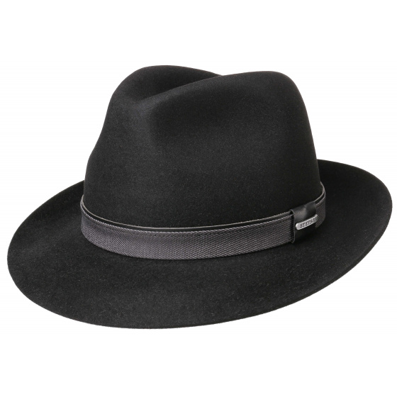 Black Fur Felt Fedora Bogart Hat - Stetson