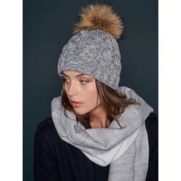 Grey Calgary Fur Pompom Beanie - Pipolaki