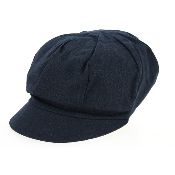 Navy Linen Elorine Newsboy Cap - Mtm
