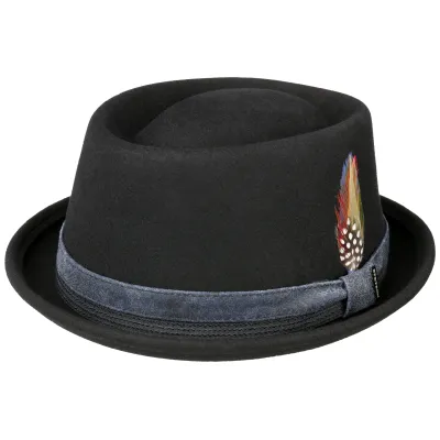 Chapeau Porkpie Feutre Laine Noir- Stetson Reference : 10781 | Chapellerie Traclet