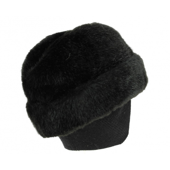 Caucasus Ear-Flap Toque Black Faux Fur - Traclet
