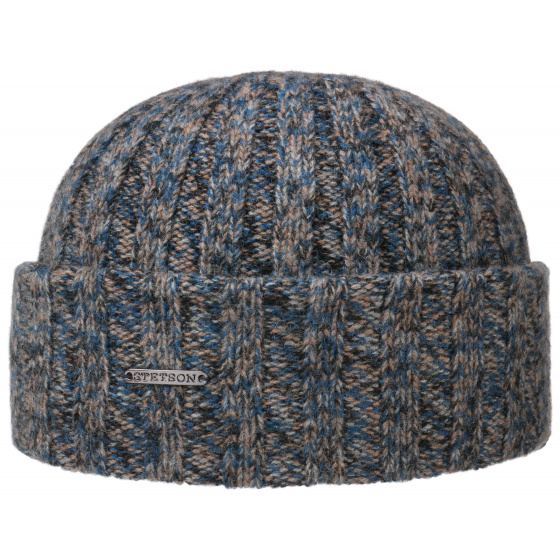 Blue & Taupe Cashmere Reversible Beanie- Stetson