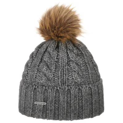 Wool & Acrylic Pom-Pom Beanie Grey - Stetson Reference: 10823 | Chapellerie Traclet