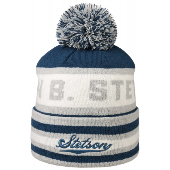 Blue Acrylic Pompom Beanie - Stetson