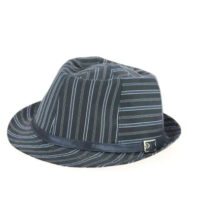 Chapeau Trilby Karma à Rayures Bleu Marine Coton- Traclet  Reference : 10802 | Chapellerie Traclet