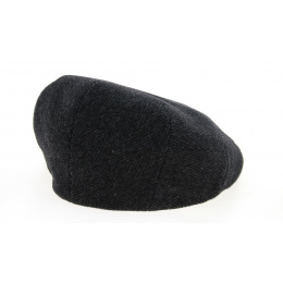 London Flat Cap Herringbone Wool Grey & Black- City Sport