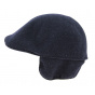 Crambes Navy Blue Wool Rounded Cap with Ear Flaps - Brighton