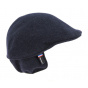 Crambes Navy Blue Wool Rounded Cap with Ear Flaps - Brighton