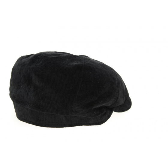 Casquette Arnold 8 Côtes Velours Noire Coton- Traclet