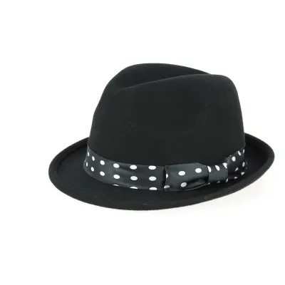 Scarface Trilby Hat Wool Felt Black Polka Dot - Traclet Reference: 10859 | Traclet Hat Shop