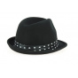 Trilby Scarface Hat Wool Felt Dots Black- Traclet