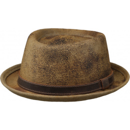Porkpie Hat Pawling Wool Felt Camel - Traclet