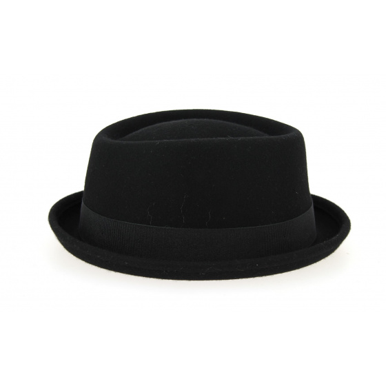 Black Wool Felt Porkpie Hat - Traclet