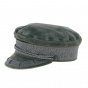 Genuine grey leather navy cap