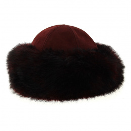 Toque Nastasia Cuir & Fausse Fourrure rouge - Traclet