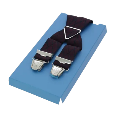 French-made suspenders - burgundy stripes Reference: 1697 | Chapellerie Traclet