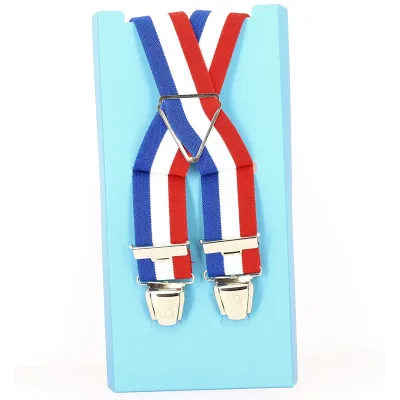 Patriot Suspenders - Traclet white blue red Made in France Reference: 10996 | Traclet Hat Shop