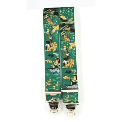 Hunter Suspenders with Men & Dogs Pattern - Traclet Reference: 11007 | Chapellerie Traclet