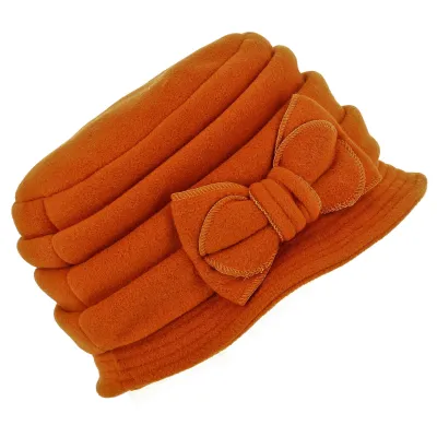 Anushka Orange Fleece Beanie/Cloche Hat Reference: 8865 | Traclet Hatmakers