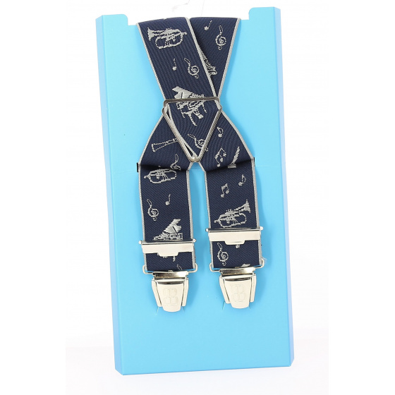 Fancy Music Navy Suspenders - Traclet