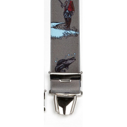 Gray Fish Motif Fishing Suspenders - Traclet