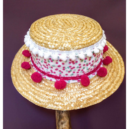 Girl's boater hat with pompom / Unique creation from TRACLET Hat Shop workshops