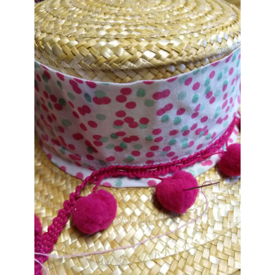 Girl's boater hat with pompom / Unique creation from TRACLET Hat Shop workshops Girl's boater hat with pompom / Unique creation from TRACLET Hat Shop workshops