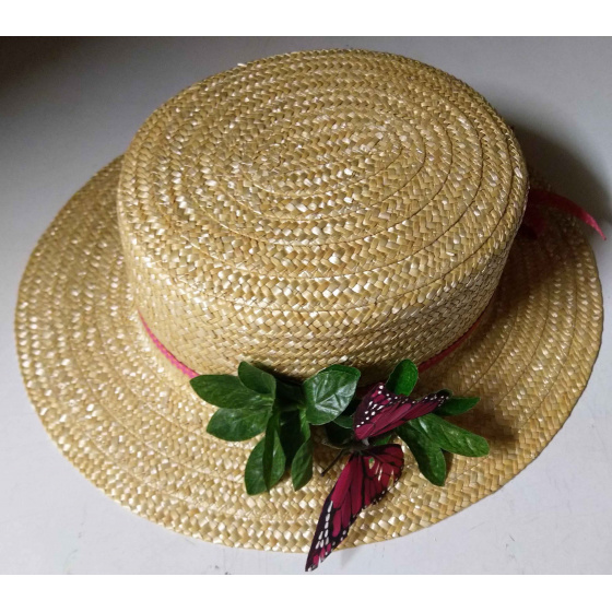 Pretty Butterfly Flight Boater Hat / French Creation from TRACLET Hatmakers Workshops Pretty Butterfly Flight Boater Hat / French Creation from TRACLET Hatmakers Workshops