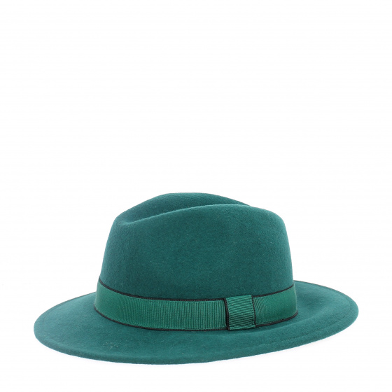 Fedora laine vert bandeau vert