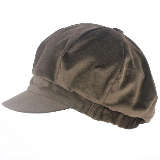 Brown Velvet Lisa Newsboy Cap - Traclet