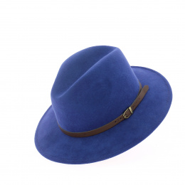 Blue wool traveler hat