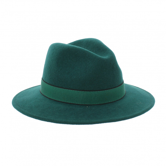 Fedora laine vert bandeau vert