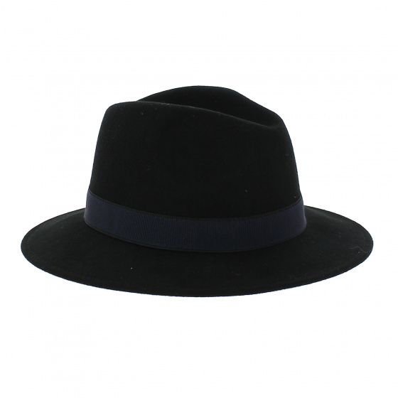 Black wool fedora - navy band