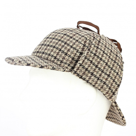 Casquette Sherlock Holmes Deerstalker  Laine Vierge - Traclet