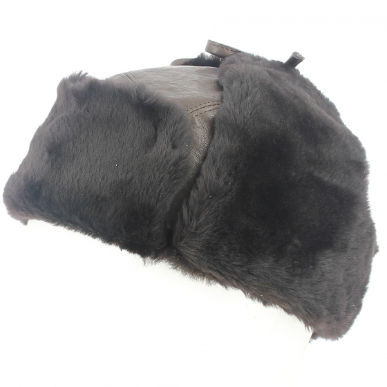 Brown Leather Trapper Hat with Real Fur - Traclet Brown Leather Trapper Hat with Real Fur - Traclet