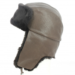 Brown Leather Trapper Hat with Real Fur - Traclet