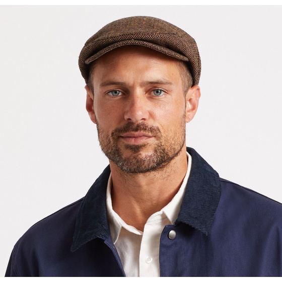 Hooligan Cap Brown Khaki Herringbone - Brixton Hooligan Cap Brown Khaki Herringbone - Brixton