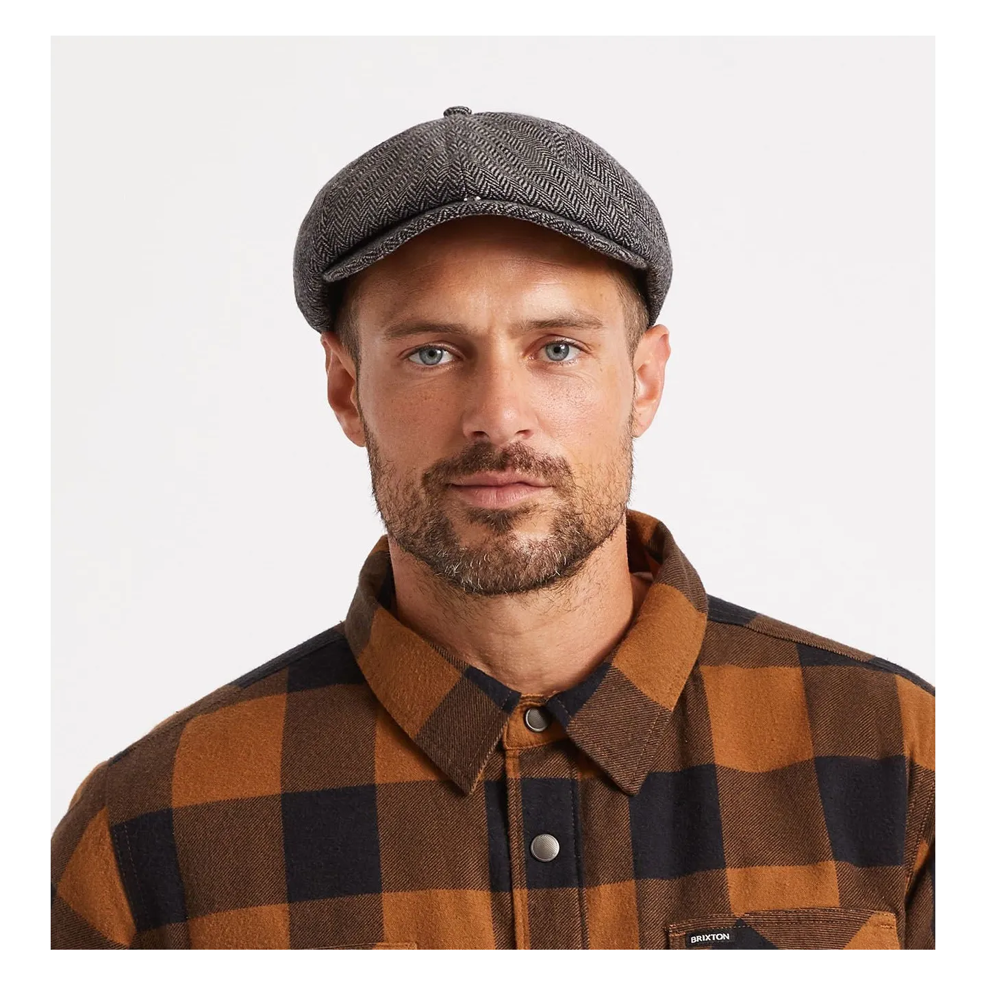 casquette beret brood brown herringbone brixton Reference : 2255 | Chapellerie Traclet