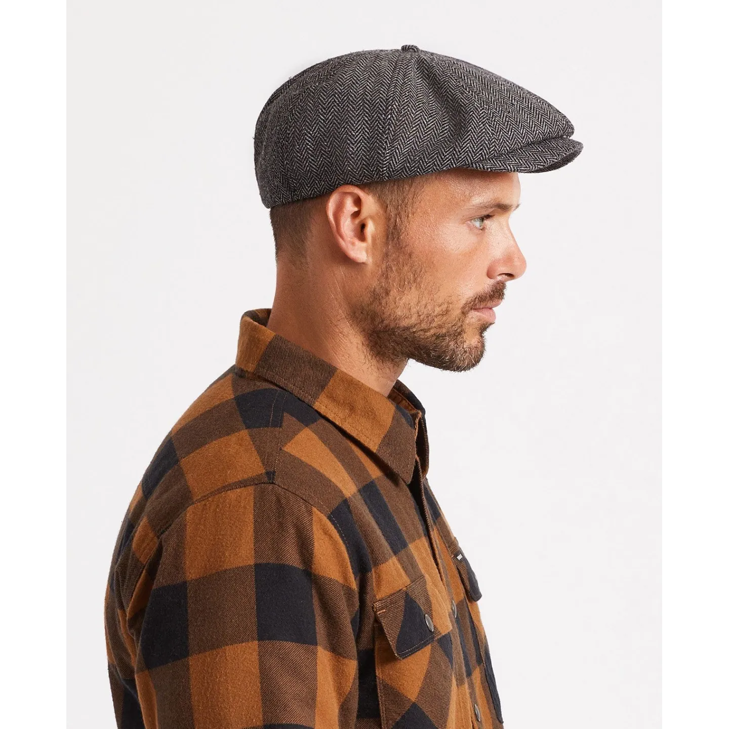 casquette beret brood brown herringbone brixton Reference : 2255 | Chapellerie Traclet