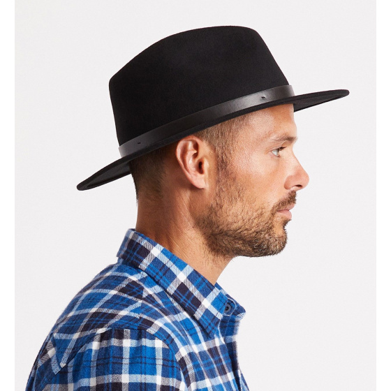 Black Wool Felt Messer Fedora Hat - Brixton