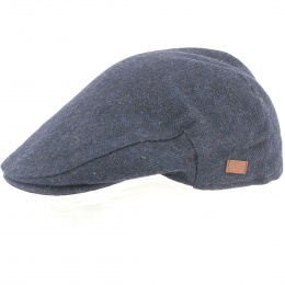 Wicklow Navy Herringbone Tweed Flat Cap - Traclet