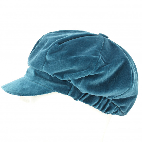 Casquette Gavroche Anna Velours Bleu Pétrole - Traclet Casquette Gavroche Anna Velours Bleu Pétrole - Traclet