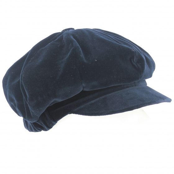 Anna Velvet Navy Newsboy Cap - Traclet