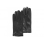 Men's black leather gloves with silk lining -Isotoner