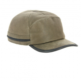Byers Earflaps Brown Beige Leather Cap - Stetson