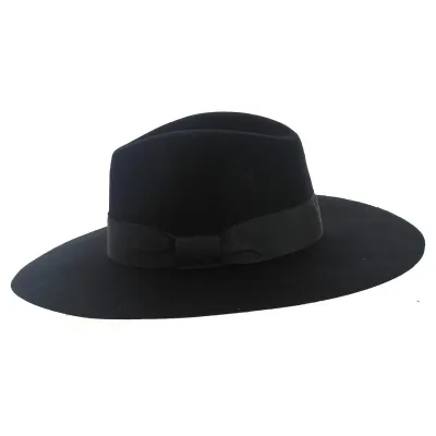 Wide Brim Black Fedora Hat - The Author - Traclet Reference: 11294 | Traclet Hatmakers