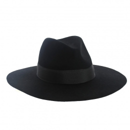 Wide Brim Black Fedora Hat - The Author - Traclet